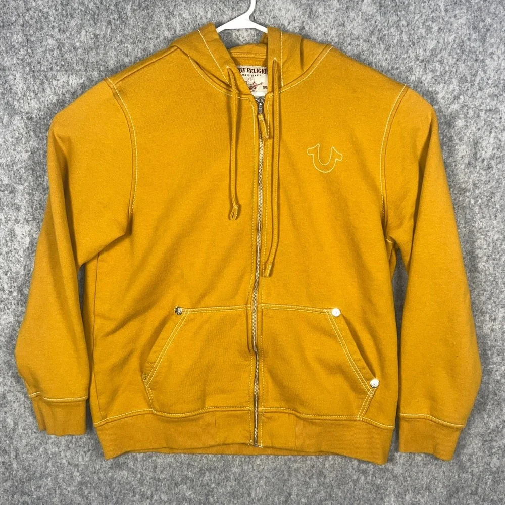 True Religion Men's Big T Zip Up Hoodie Yellow World Tour Buddha 2XL 49005-00